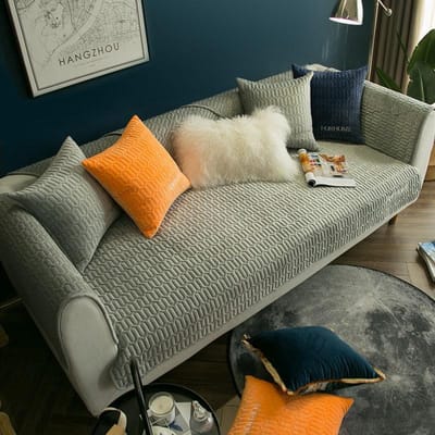 Coussin de Canapé en Peluche Moderne Couleur Unie Tissu Coussin Antidérapant Universel Salon Épaississement Décoration de Canapé de Haute Qualité 70x70cm gris