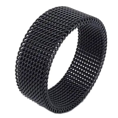 Walletstreet Mesh Band Ring- edelstaal- rvs-kleur- Zwart voor mannen en vrouwen-Kerstcadeau-Ideale geschenk