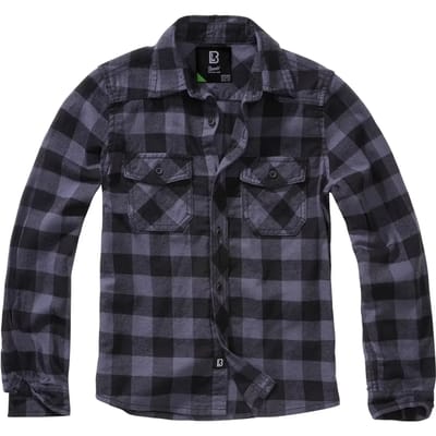 Brandit - Checkshirt Kinder Longsleeve shirt - Kids 122/128 - Zwart/Grijs