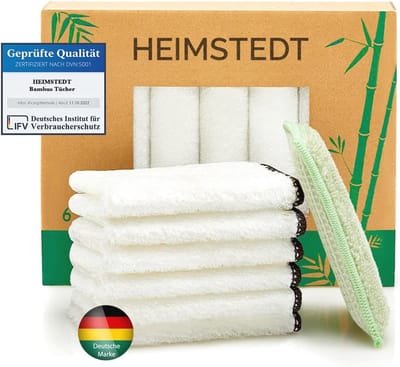 Bamboe poetsdoeken zwart (6 stuks) - duurzame en streepvrije reiniging voor alle oppervlakken