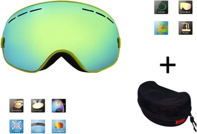 Ski & Snowboard bril / Goggle met hard case lens Smoke Gold frame Geel F type 6 Cat. 0 tot 4 - â˜€/â˜ lens kan verwisseld worden is extra optie.