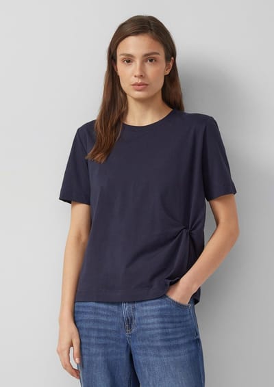 Zachte katoenen jersey T-shirt met knoopdetail voor vrouwen s.Oliver