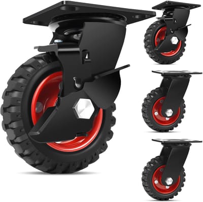 OmGoods - Dailygoody - Caoutchouc Handtruck Wielen - Zwenkwielen - Heavy Duty - 125 mm - Transportwielen - Geschikt voor Medisch en Industrieel Gebruik - Set van 4