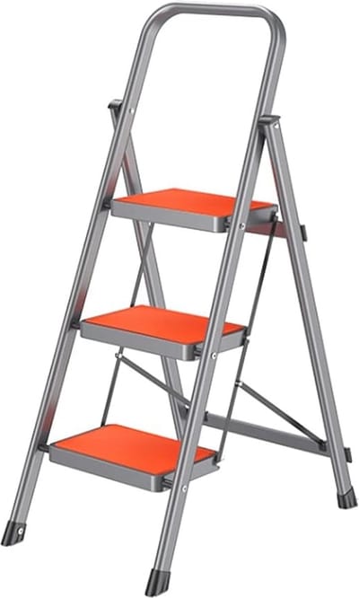 Opvouwbare 3-traps Ladder met Antislip Pedaal en Handgreep - Lichtgewicht en Compact