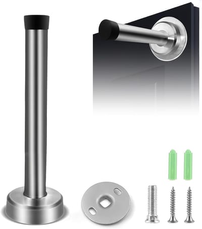 RVS Deurstopper voor Wandmontage met Rubber Buffer van 15 cm, Deurhouder en Bevestigingsmaterialen voor Veiligheid en Stabiliteit