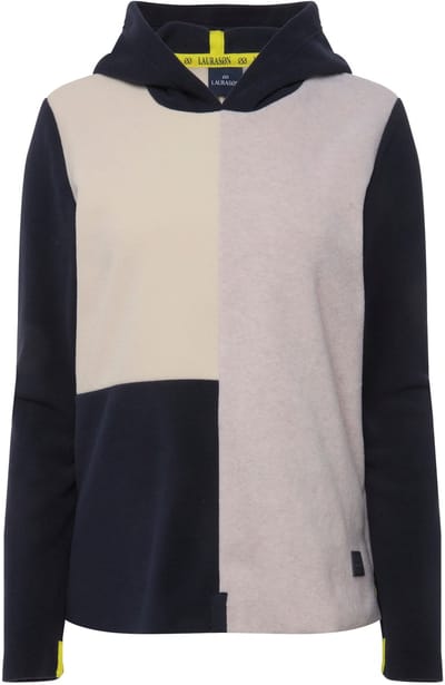 Laurasøn - Dames - Hoodie fleece colorblocking capuchon lange mouw ECOTEX - Marine - Maat L
