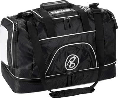 BRUBAKER 'Medium Base' sporttas 52 L - Weekendtas - Voetbaltas - Gymtas - met groot vak voor natte spullen als bodemvak + schoenenvak - zwart