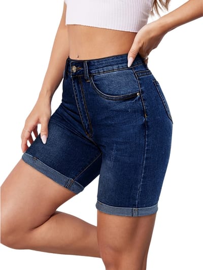 Livano Korte Broek Dames - Spijkerbroek - met Zakken - Volwassenen - Jongens - Shorts - Donkerblauw - Maat XS