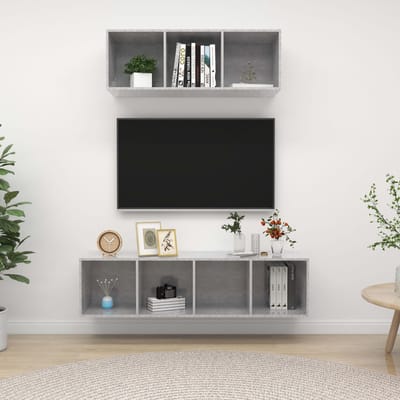 vidaXL - 2-delige - Tv-meubelset - bewerkt - hout - betongrijs