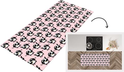 Keukenloper - Loper keuken - Koe - Roze - Patronen - 120x50 cm - Keukenloper vinyl