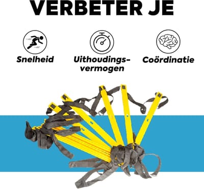Sport Ladder - Trainingsladder Snelheid - Sportieve Training - Inclusief Draagtas - 5 Meter - Geel Zwart