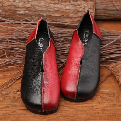 Handgemaakte Vintage Flats Dames Loafers Zomer Echt Leer Rijschoenen Voor Dames Tweekleurige Mocassins Dames 39 black