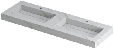 Ink Pitch dubbele meubelwastafel 140x45cm keramische slab - 2 kraangaten - Calacatta