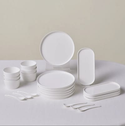 Karaca Stream Bomo - New Bone Serveerset 22-delig - 6 Personen - Wit - Schalen, Borden en Lepels