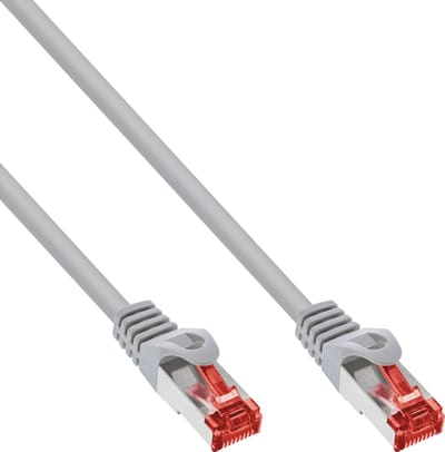 InLine® Patchkabel, S/FTP (PiMf), Cat.6, 250 MHz, PVC, koper, grijs, 0,3m