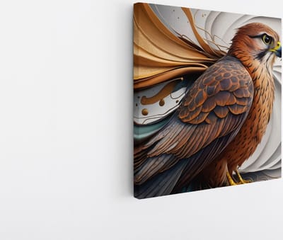 Saammp Canvas Schilderij - Abstracte Vogel - Portret - Natuur - Dieren - 20x20 - Foto op canvas - Wanddecoratie - Muurdecoratie Woonkamer - Slaapkamer decoratie - Canvas Print