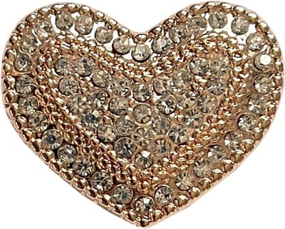 Fako Bijoux® - Magneet Broche - Magneetbroche - Hart Kristal Goud - Magnetische Broche - 27x22mm - Goudkleurig