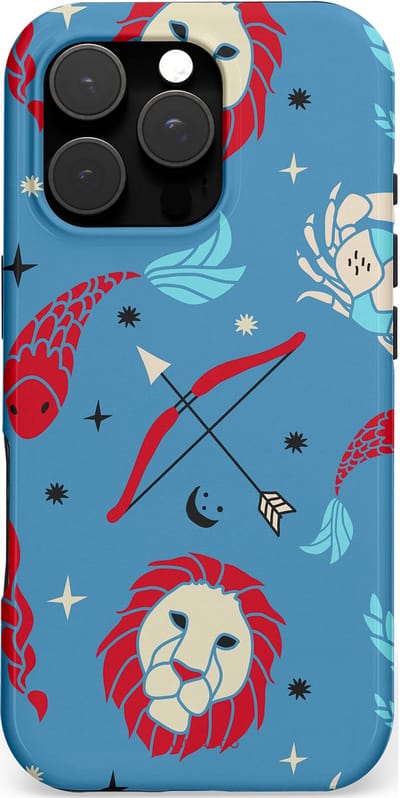 Casetastic hoesje geschikt voor Apple iPhone 16 Pro - MagSafe - Dubbellaagse bescherming - Zodiac in verbinding - Fashion Case - Petrol Bordeaux Grijs
