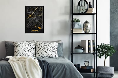 Fotolijst incl. Poster - Deinze - Plattegrond - Goud - Kaart - Stadskaart - 40x60 cm - Posterlijst