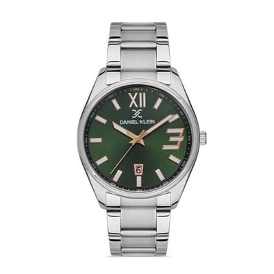 Daniel Klein DK.1.13294-5 - Horloge - Analoog - Mannen - Heren - stalen band - Metaal - Rond - Zilverkleurig - Groen - 5 ATM