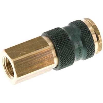 Messing DN 7.2 (Euro) Groen-Coded Luchtkoppeling Snelkoppeling G 1/4 inch Binnendraad - CLS7-F-B-GRE-P-CD-014