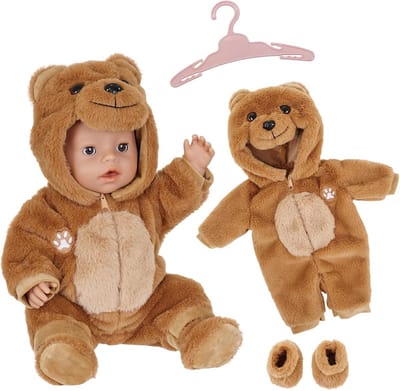 Pluche Beer Onesie Kleding voor Poppen 30-45cm
