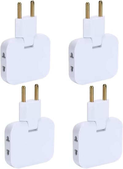 4-Pack Meerdere Stekkerdozen met 3 Adapters, 2500W Vermogen, 180° Draaikop voor Thuis en Reizen