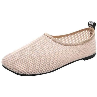 Nieuwe Zomer Dames Flats Schoenen Uitgesneden Dames Loafers Slip On Lage Enkele Schoenen Vrouw Ballerina Casual Ademend 35 beige