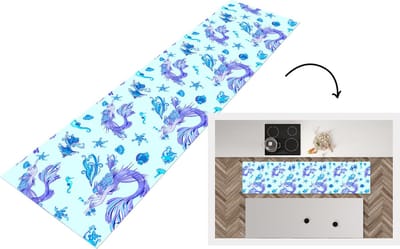 Keukenloper - Loper keuken - Patronen - Vis - Zeemeermin - Mermaid - 200x50 cm - Keukenloper vinyl