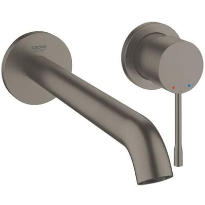 GROHE Essence New Wandgemonteerde Inbouw Wastafelkraan - afbouwdeel - zonder inbouwdeel - lange uitloop - hard graphite geborsteld (mat antraciet) - Waterbesparend