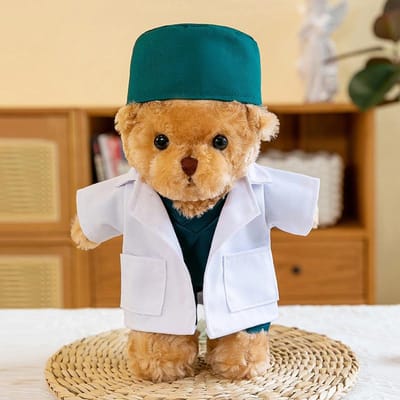 Creatieve dokter verpleegster teddybeer kan logo printen pluche speelgoed pop witte jas uniform beer medische activiteit 30cm