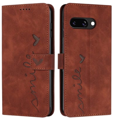 Coverup Hoesje - Geschikt voor Google Pixel 9a Hoesje - Coverup Smile Book Case - Bruin