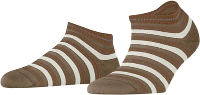 FALKE Smart Stripe kort gedessineerd katoen sneakersokken enkelsokken dames beige - maat 35-38