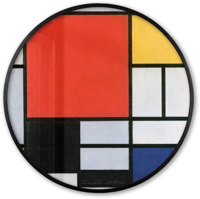 Poster in lijst Rond - Fotolijst 60x60 cm - Posters - Kunst - Mondriaan - Oude meesters - Compositie 2 - Ronde posterlijst zwart - Decoratie - Wanddecoratie woonkamer - Muurdecoratie slaapkamer