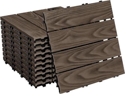 Terrastegels WPC - Vlonderpanelen Balkon - Buitenruimte Verfraaien - Intelligent Kliksysteem - Set van 11 Stuks - Donkerbruin