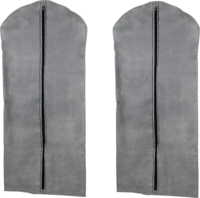 Set van 2x stuks grijze kledinghoes - 60 x 137 cm - Kledinghoezen - Bescherm hoes voor kleding