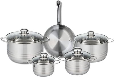 Set van 1 Koekenpan 24 cm en 4 kookpotten 14, 16, 20 en 24 cm Elo Profi Brillant