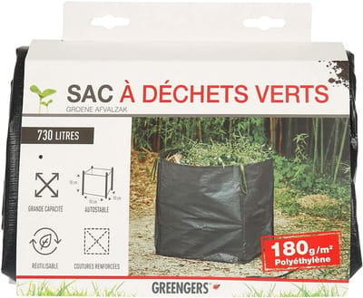 Tuinafvalzakken - Grote tuinzak - Tuinafval verzamelen - Zelfstabiel en robuust - 730 liter - Zwart