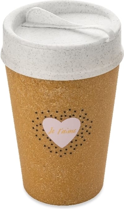 Dubbelwandige Koffiebeker met Deksel, 0.4 L, Organic, Je T'aime - Koziol | Iso To Go