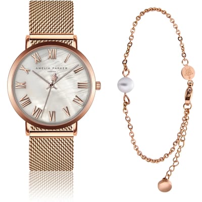 Dameshorloge en armband Amelia Parker Classique