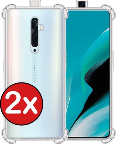 Hoesje - 2 Stuks - Geschikt voor OPPO Reno 2Z - Sterk & Shockproof - Back Cover - Siliconen Case - Telefoon Hoes Shock Proof - Telefoonhoes - Transparant