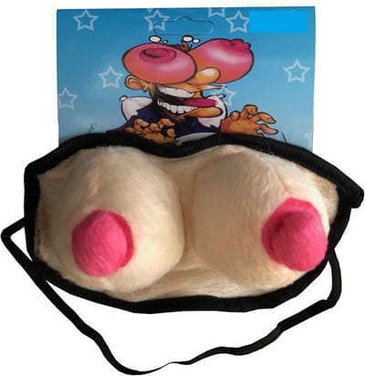 Partychimp Voordeelverpakking 6 pack Oogmasker Borsten Vrijgezellenfeest Mannen Foute Party Voor Bij Carnavalskleding Heren Carnavalskleding Dames Carnaval Accessoires Carnaval-Roze/beige-Polyester – 6 pack