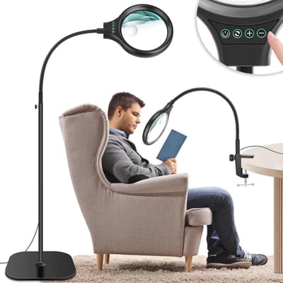Vergrootglas met lamp - Loep met standaard - Lezen en hobby - 3-in-1 functie - 30x vergroting - Zwart