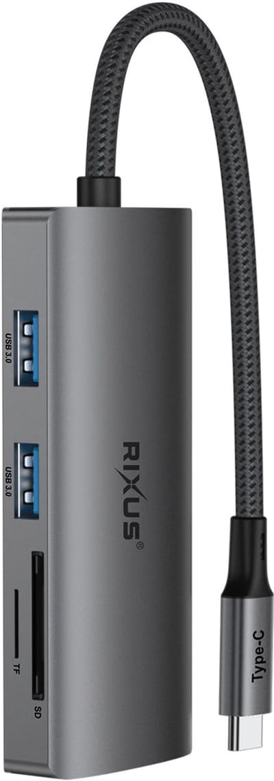 Rixus RXHU10 USB-C To HDMI Adaptor With Docking Station Grey