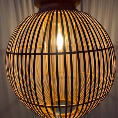 Globo Hanglamp Hildegard van bamboe, Ø 30 cm