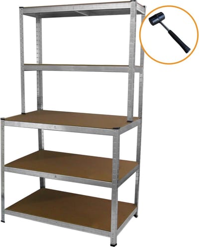 Galwix stellingkast met werkbank - zilver - 100x60x180cm - 900kg max