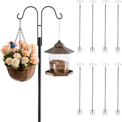VEVOR Shepherd Hooks 8-pack, Shepherd Hooks 2345 mm, dubbele tuinhaaklantaarnpaal, 1,9 cm dikke tuinhaken voor het ophangen van kolibrievoeders, plantenmanden, zonnelantaarns en windgongen