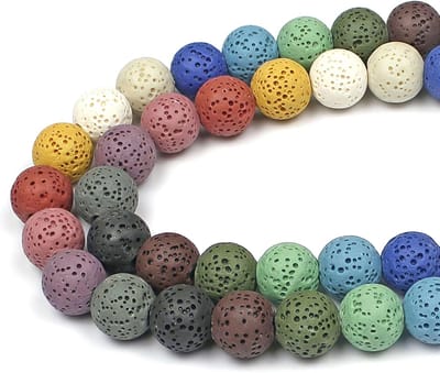 Kralen Etherische Olieverspreider Veelkleurige Lava Ronde Losse Natuurlijke Halfedelsteen Kralen Voor het Maken van Sieraden Armbanden Kettingen
