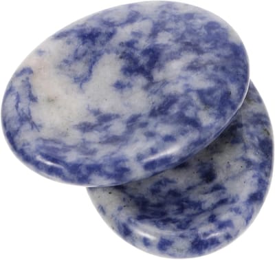 2 Stuks Decompressie Handvatten voor Massage met Natuurlijke Hot Stones - Cupping, Thumbs en Rubbing Massage Tool, Draagbare Blauwe Edelstenen
