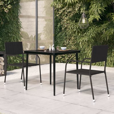 vidaXL - Tuintafel - 80x80x74 - cm - staal - en - glas - zwart